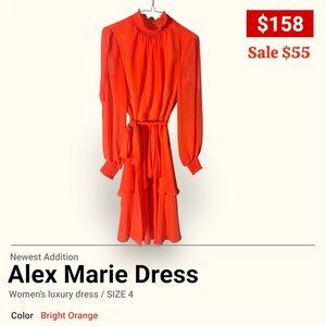 Alex Marie Mock Neck Rosalia Mock Neck Long Slit Sleeve Dress